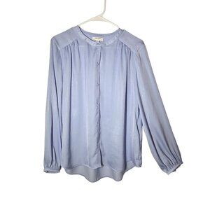 On 34th Lavender‎ Purple Long Sleeve Silky Pleated Button Down Blouse Top L